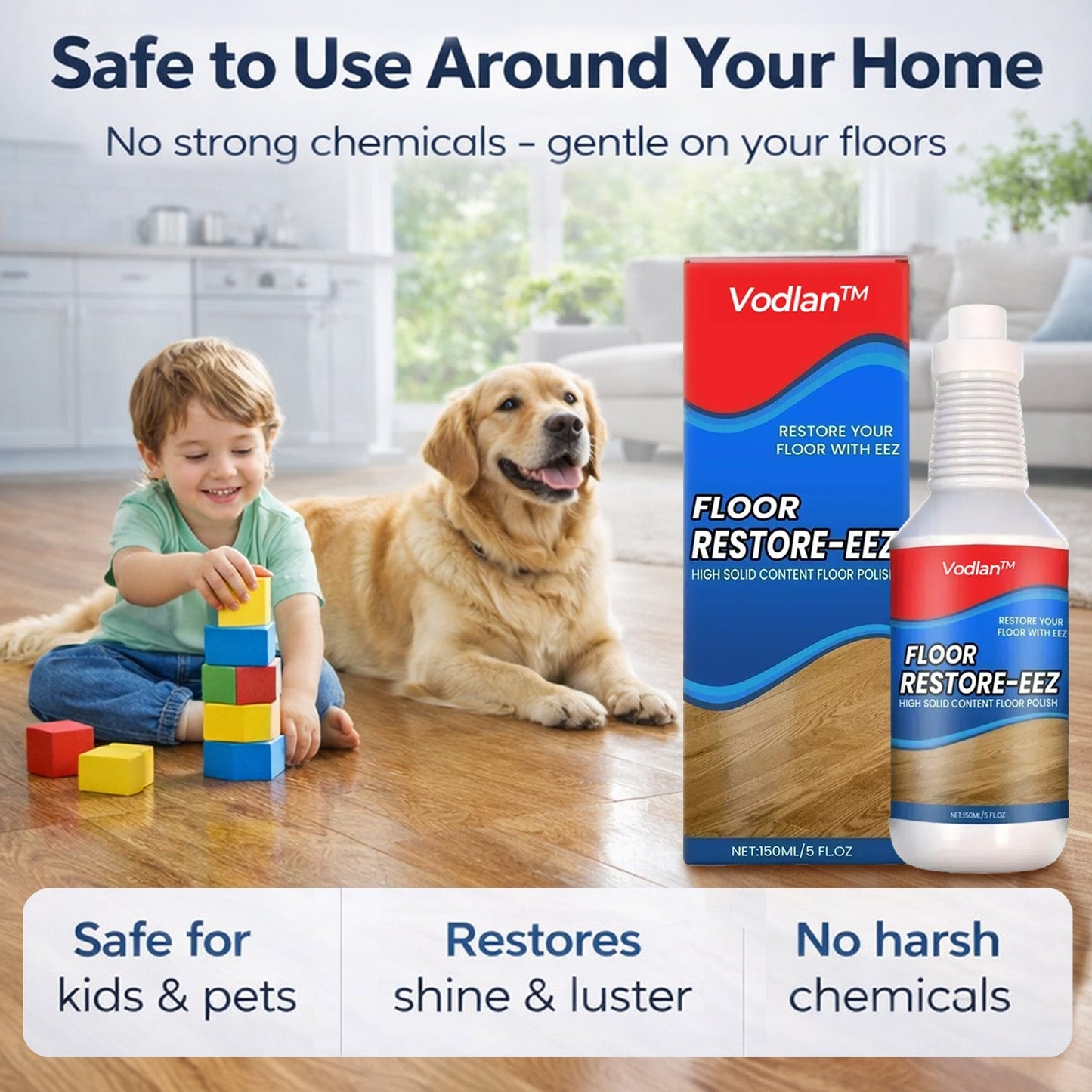 Miranovaa™ Floor Restorer – Fast-drying, non-toxic shine