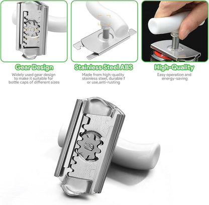 MCOIKY® For Seniors with Arthritis, Bottle Opener for Weak Hands, Kitchen Gadget With Lid Opener Tool, Adjustable Grip Stainless Steel for Opening, Fits 1-4 Inch