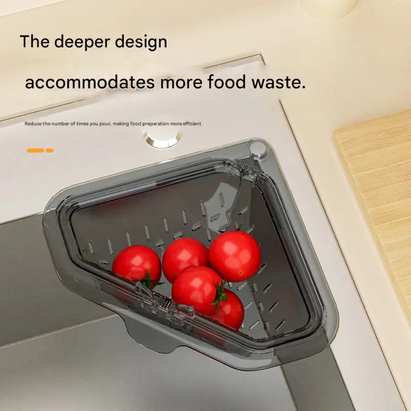 Magnetic draining triangular kitchen sink filter
